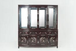 A MOTHER OF PEARL INLAID ROSEWOOD DISPLAY CABINET