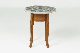 AN INDIAN SIDE TABLE WITH OCTAGONAL MARBLE TOP