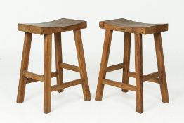 A PAIR OF HARDWOOD BAR STOOLS BY SIKA DESIGN