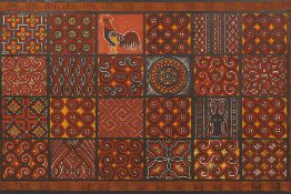 A TORAJA CARVED AND POLYCHROME WOOD PANEL