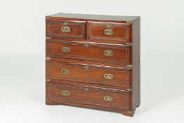 A SMALL ROSEWOOD CAMPAIGN STYLE CHEST