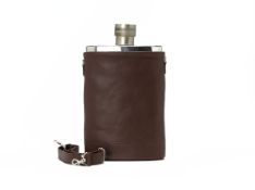 AN OVERSIZED METAL HIP FLASK