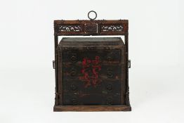 A LARGE IRON BOUND DOWRY CHEST