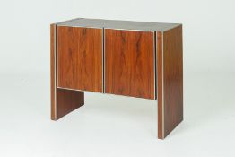 A MODERN HARDWOOD SIDE CABINET