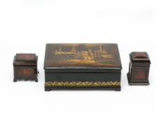 A GROUP OF RUSSIAN LACQUER TABLE BOXES