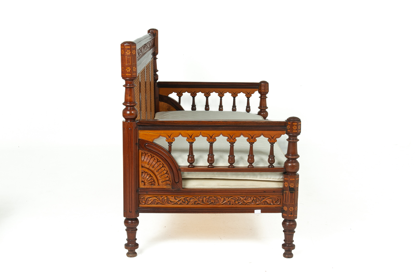 AN INDIAN CARVED ROSEWOOD THREE PIECE SOFA SET - Image 2 of 4