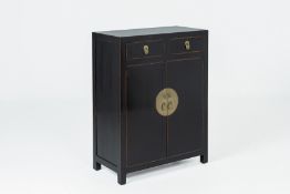 A CHINESE BLACK LACQUERED CABINET