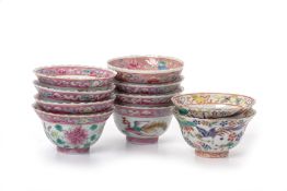 A GROUP OF TEN PORCELAIN TEA BOWLS