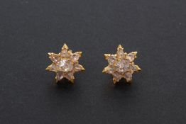 A PAIR OF GOLD AND INTAN STUD EARRINGS