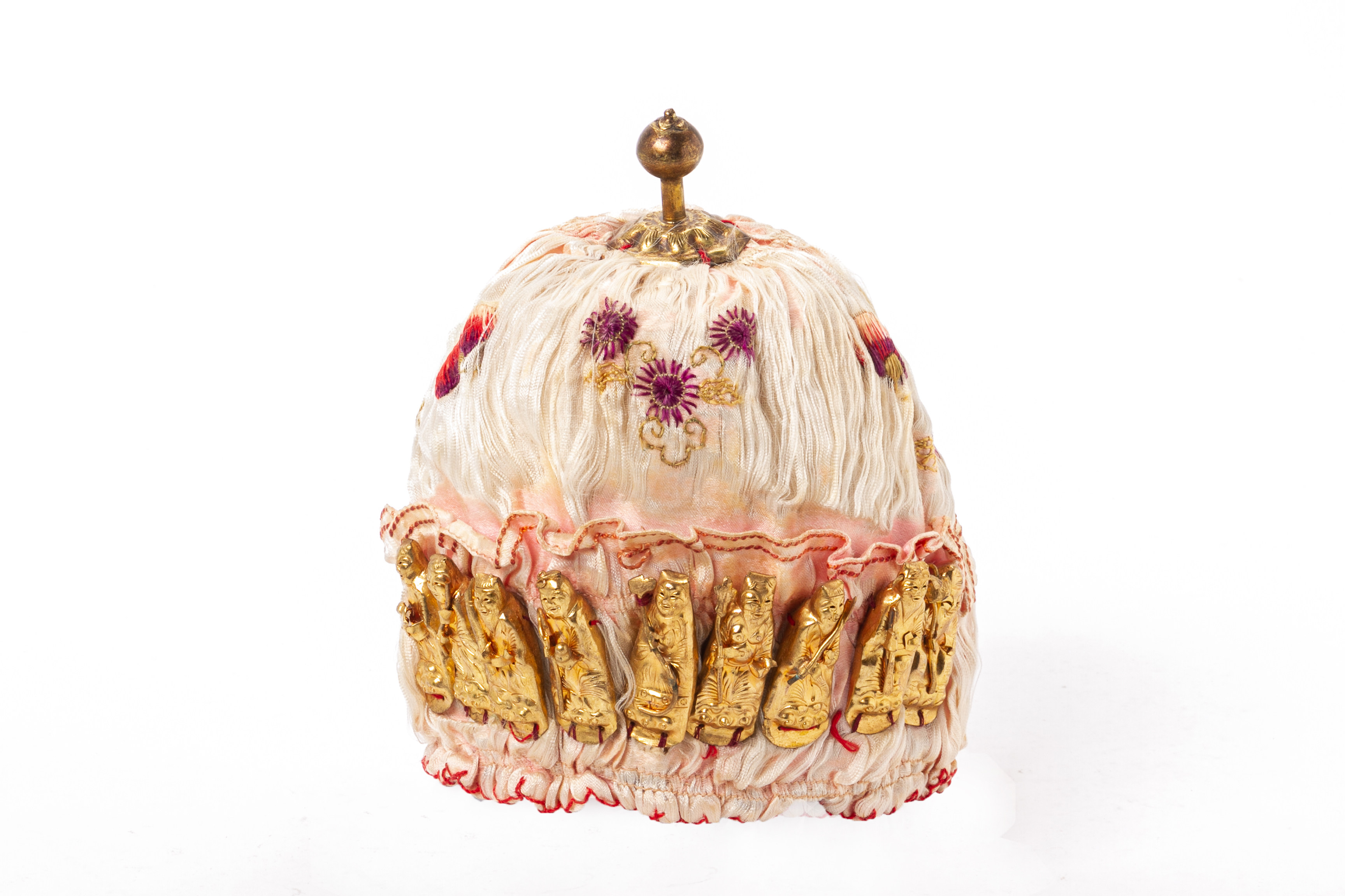 A EMBROIDERED CHILD'S CEREMONIAL HEADDRESS