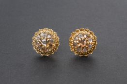 A PAIR OF LARGE GOLD AND INTAN STUD EARRINGS