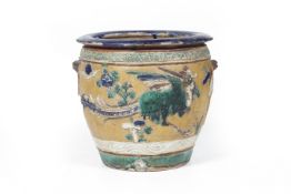 A PHOENIX DECORATED CERAMIC POT