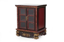 A SMALL GLAZED AND PARCEL-GILT CABINET