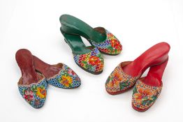 THREE PAIRS OF BEADED SLIPPERS 'KASOT MANEK'