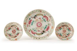 THREE WHITE GROUND PORCELAIN DISHES