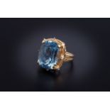 AN AQUAMARINE AND DIAMOND RING BY TASAKI