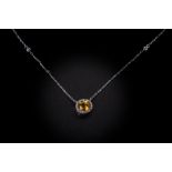 A YELLOW SAPPHIRE PENDANT NECKLACE