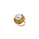 A CULTURED MABE PEARL RING