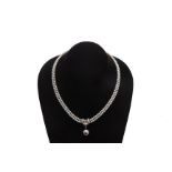 A DOUBLE STRAND AKOYA CULTURED PEARL NECKLACE WITH PENDANT