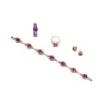 A SUITE OF AMETHYST AND DIAMOND JEWELLERY