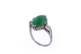 A JADE AND DIAMOND RING