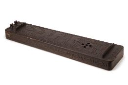 A CHINESE CARVED WOOD STRING INSTRUMENT
