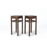 A PAIR OF ELM SQUARE SIDE TABLES