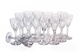 A SET OF 18 ST LOUIS CRYSTAL SMALL WINE GLASSES