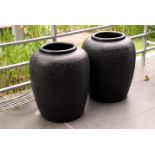 A PAIR OF LARGE OUTDOOR CERAMIC POTS