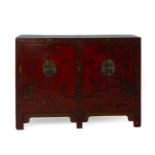 A CHINESE RED LACQUERED CABINET