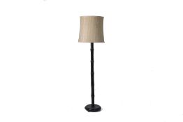 A BLACK LACQUERED BAMBOO STYLE STANDING LAMP