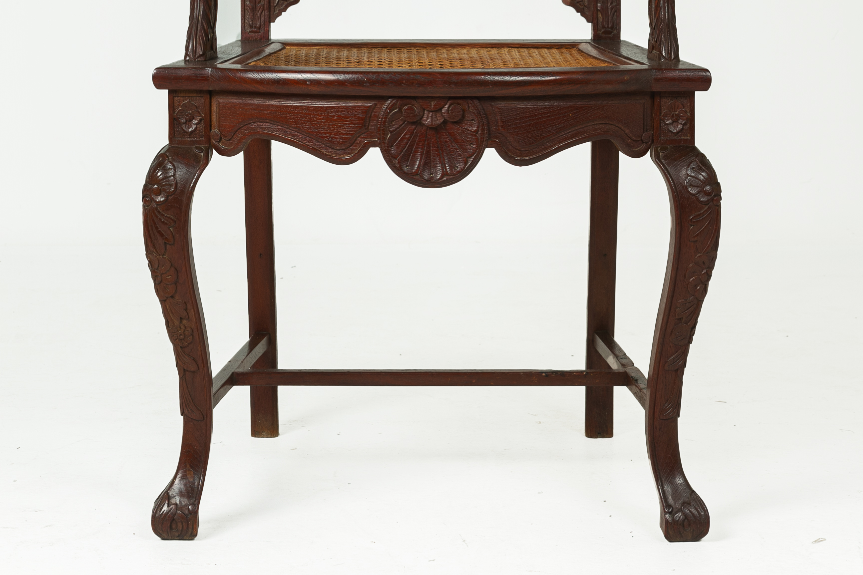 A PERANAKAN CARVED WOOD ARMCHAIR - Image 3 of 3