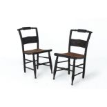 A PAIR OF ANTIQUE PAINTED SIDE CHAIRS