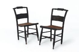 A PAIR OF ANTIQUE PAINTED SIDE CHAIRS