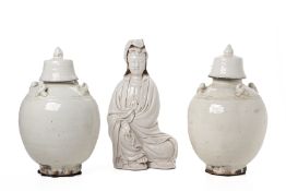 A GROUP OF THREE PORCELAIN BLANC DE CHINE ITEMS