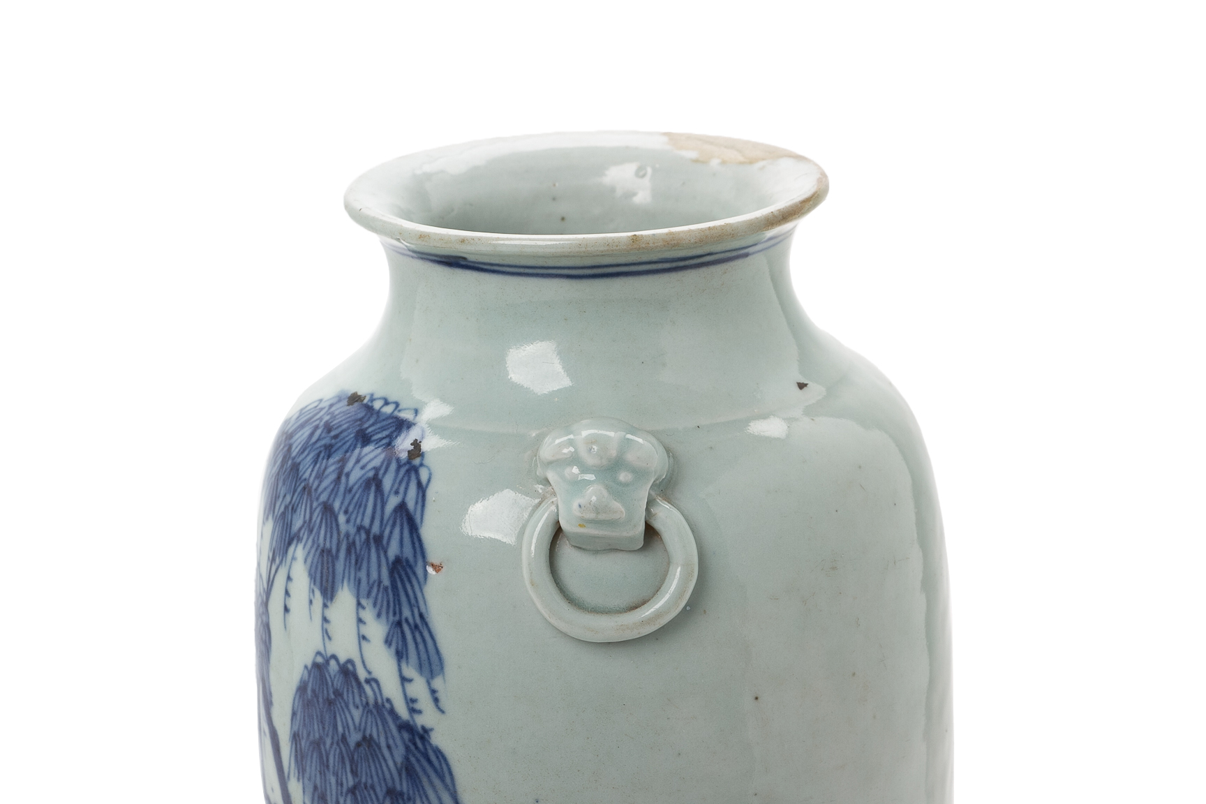 A BLUE AND WHITE PORCELAIN TWIN HANDLED VASE - Image 3 of 3