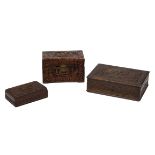 A GROUP OF THREE CARVED WOOD BOXES