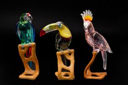 THREE SWAROVSKI 'PARADISE BIRDS' MODELS