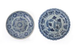 TWO BLUE AND WHITE PORCELAIN PLATES