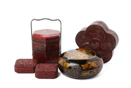 A GROUP OF DECORATIVE CHINESE LACQUER BOXES