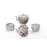 A GROUP OF FAMILLE ROSE PORCELAIN TEAPOTS