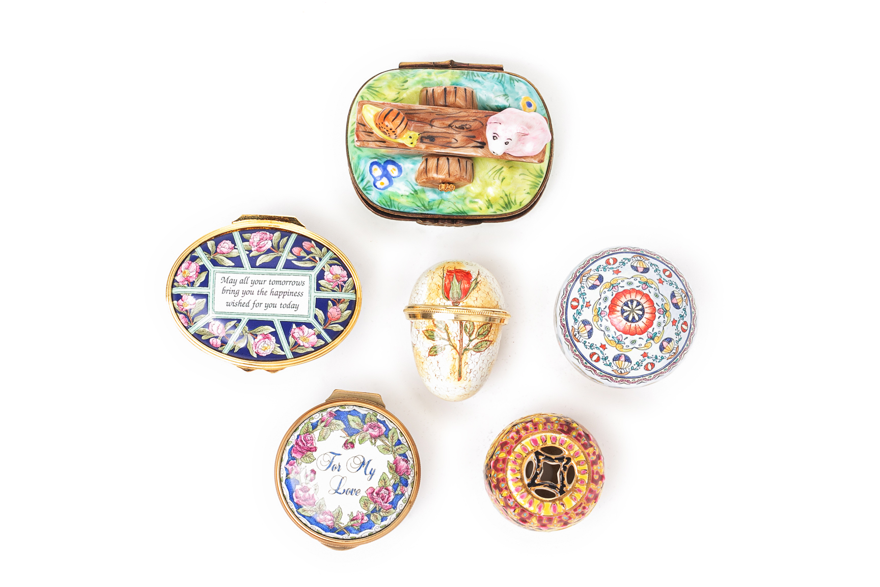 A GROUP OF ENAMEL AND PORCELAIN MINIATURE BOXES - Image 2 of 3