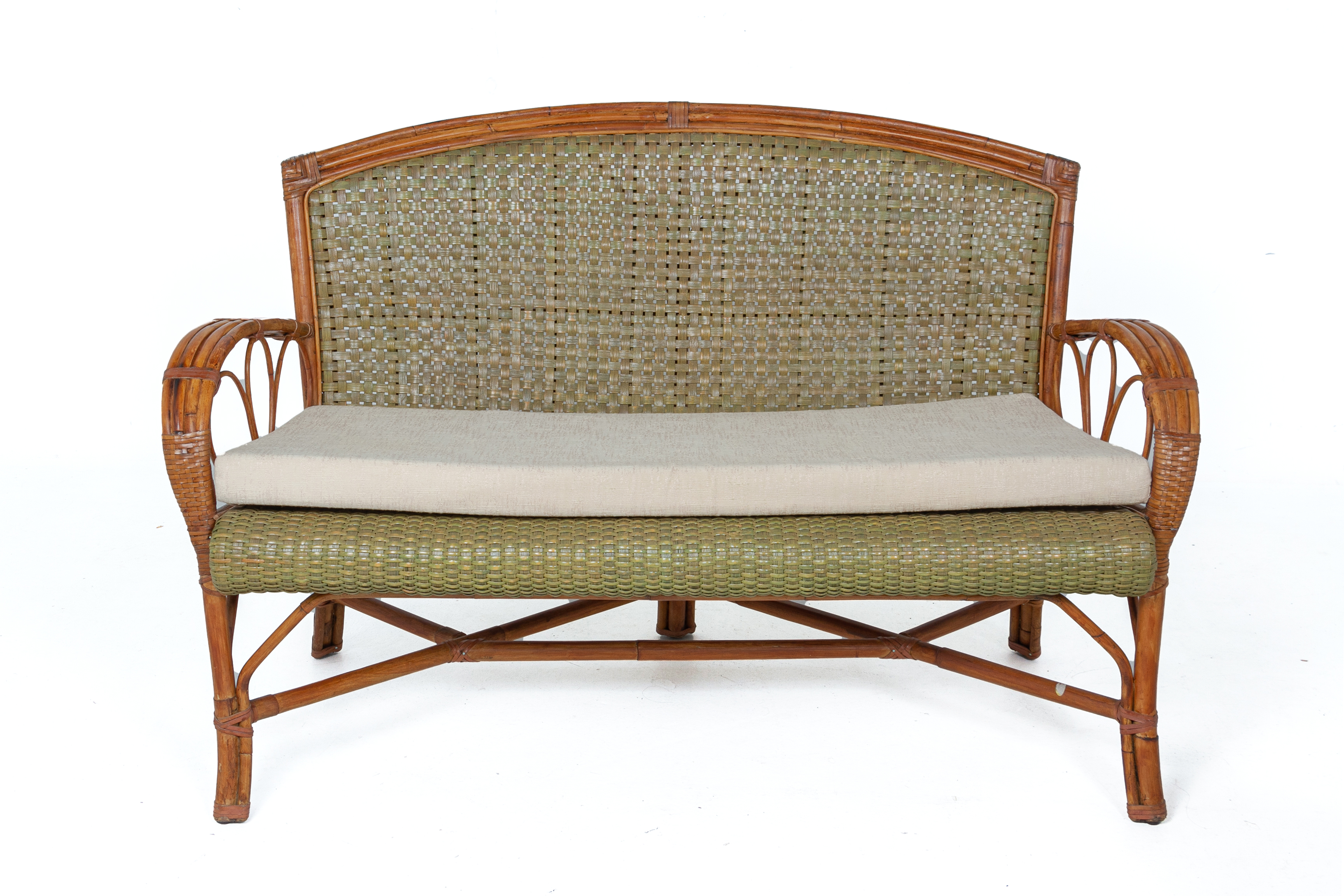 A BAMBOO CANED FOUR PIECE FURNITURE SUITE - Image 6 of 6