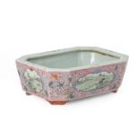 A PINK GROUND FAMILLE ROSE PORCELAIN PLANTER