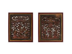TWO PAINTED CARVED HARDWOOD PANELS