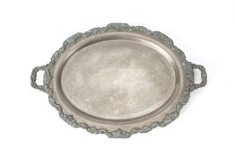 A SILVER PLATED OVAL TRAY