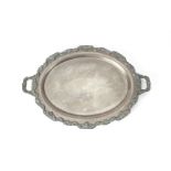 A SILVER PLATED OVAL TRAY