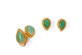 A TOI MOI JADE RING AND EARRING SET