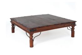 AN INDIAN SHEESHAM WOOD COFFEE TABLE