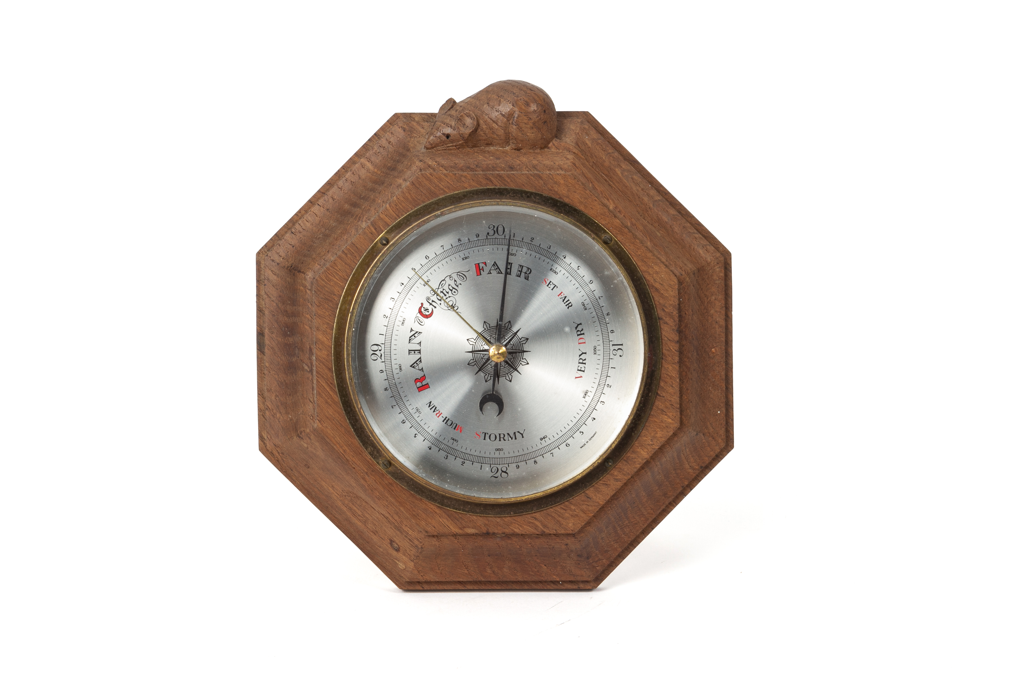 A ROBERT 'MOUSEMAN' THOMPSON WORKSHOPS OAK BAROMETER